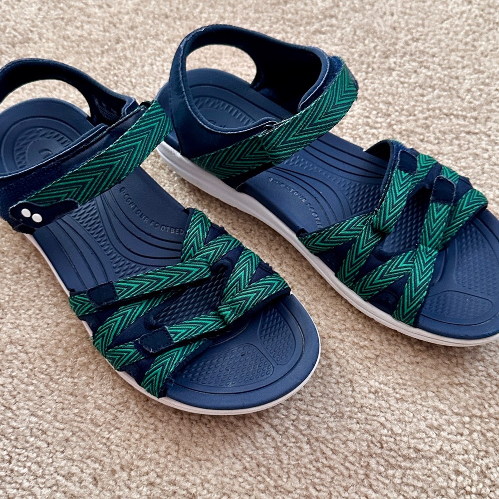 SALE $15 Ryka Navy and Green Women's Sandals - Picture 3 of 6